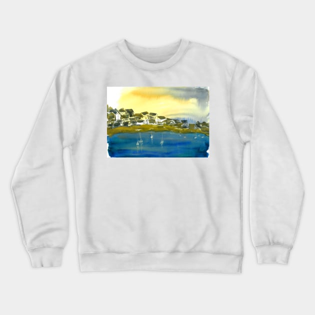 Mediterranean Seascape at Dawn Crewneck Sweatshirt by WaterGardens